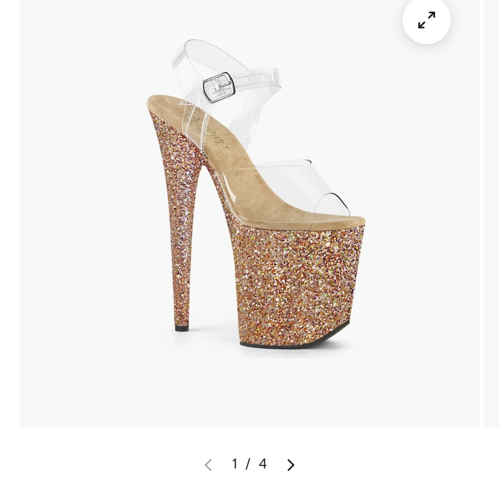 Clear Strap PLEASER
Flamingo-808LG  Sandals with Rose Gold Glitter